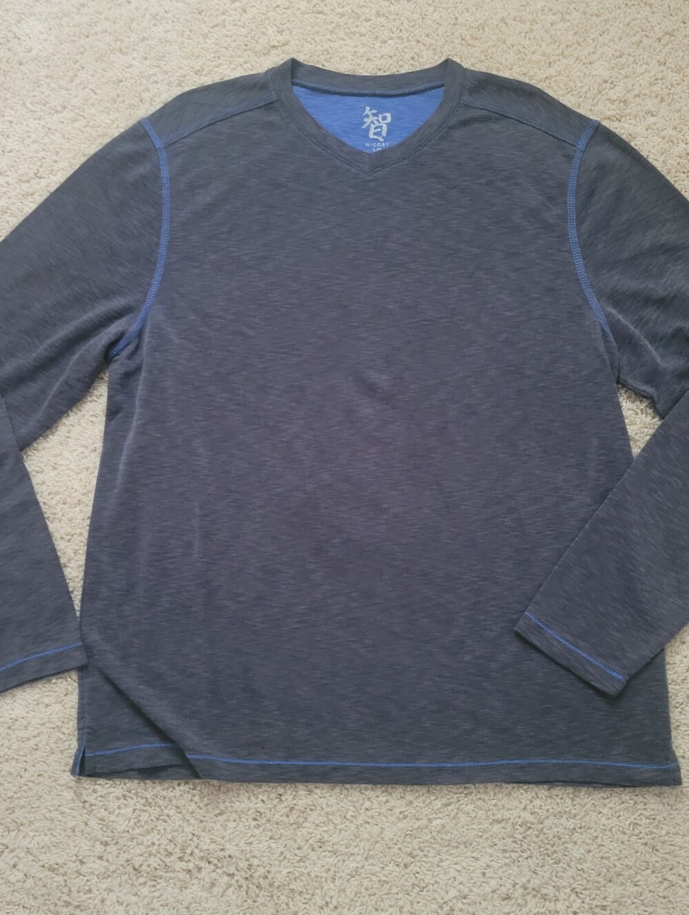 Nicoby Age Of Wisdom Mens Long Sleeve Modal Blend Henley Shirt L Gray